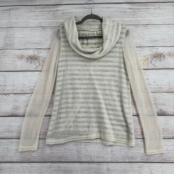 Moth Anthropologie Alpaca Wool Blend Turtleneck Sweater Womens Medium Cream Gray - Picture 1 of 14
